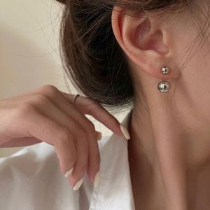 Silver round studs earrings simple classic minimalist NEW